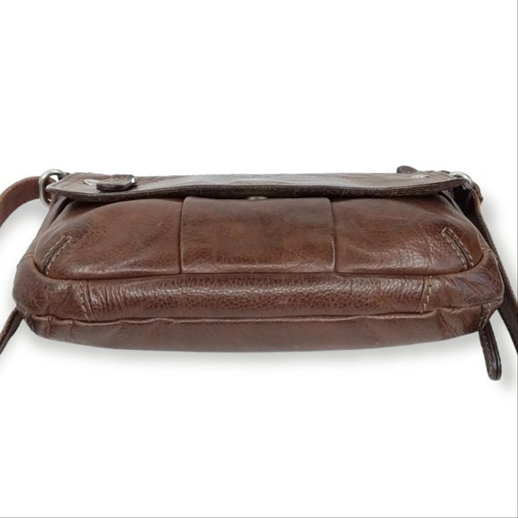 Vintage Fossil Crosstown Crossbody Bag Brown Pebbled Leather Multi Compartment - Picture 10 of 12